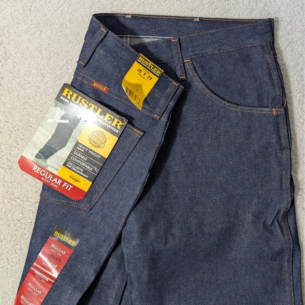 NEW! Rustler‎ Jeans Mens 38/29 Blue Regular Fit Bootcut Heavyweight Denim NWT